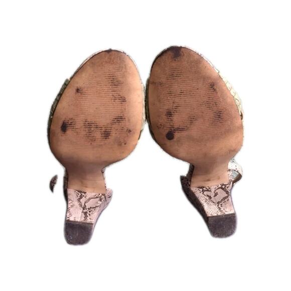 Women's 8M Banana Republic Green Woven Leather Sandals Snakeskin Pump High Heels - Picture 4 of 4